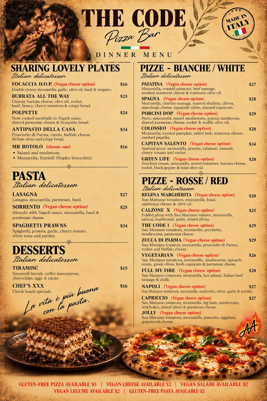 The Code Pizza Bar dining experience